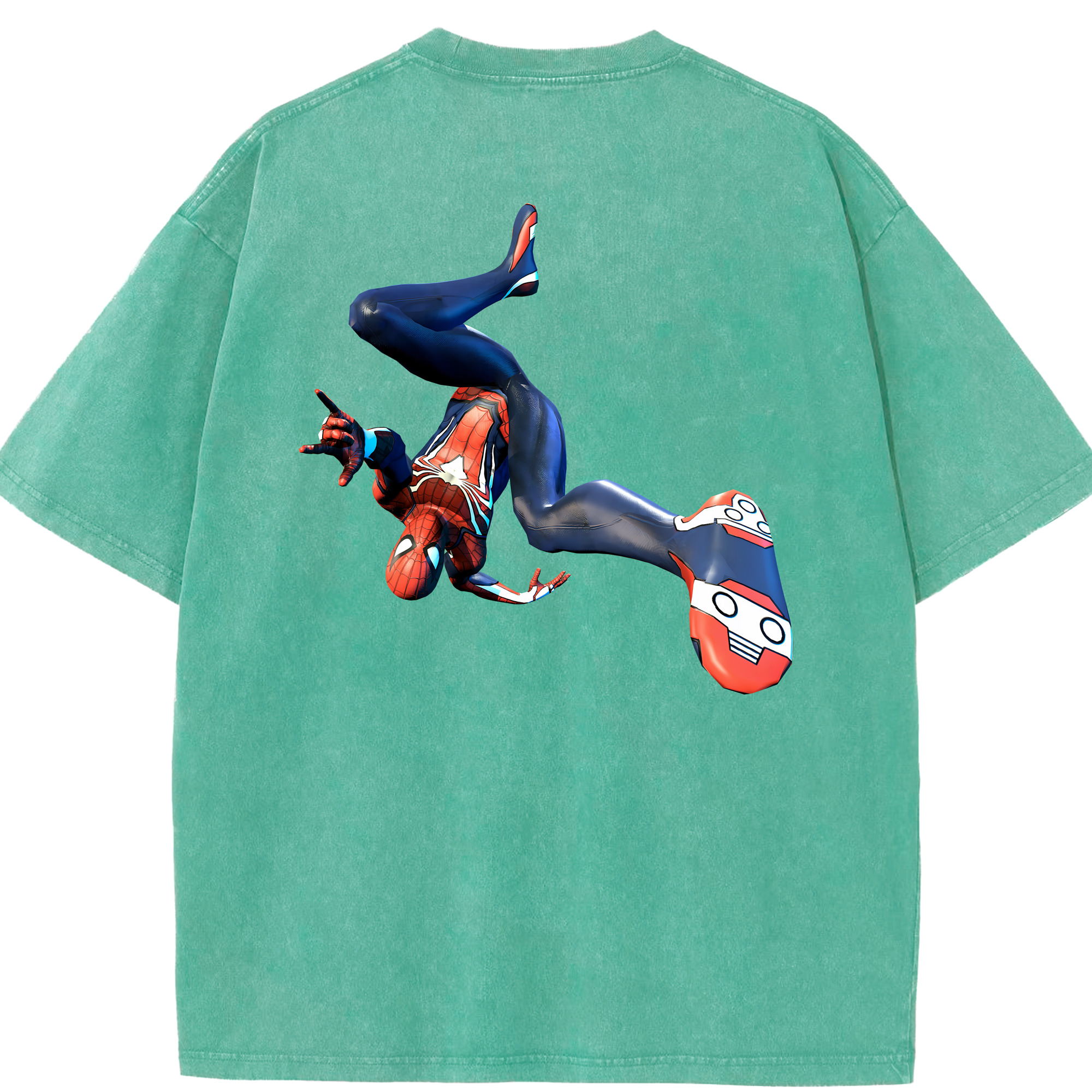 （画像用） Spider Man スパイダーマン 綿100% ヴィンテージ風 半袖Tシャツ（背面プリント）